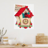 Poster Cute horloge coucou rétro Valentine vintage (Cuisine)