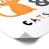 Poster Cute I Love Chats et Café Blanc (Coin)