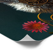 Poster Cute imaginaire steampunk chat et fleurs IA art (Coin)