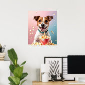 Poster Cute Jack Russell Terrier Avec Popcorn (Bureau à domicile)