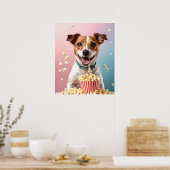 Poster Cute Jack Russell Terrier Avec Popcorn (Cuisine)