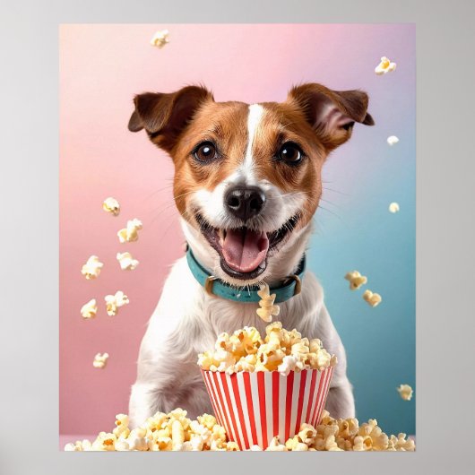 Poster Cute Jack Russell Terrier Avec Popcorn (Devant)