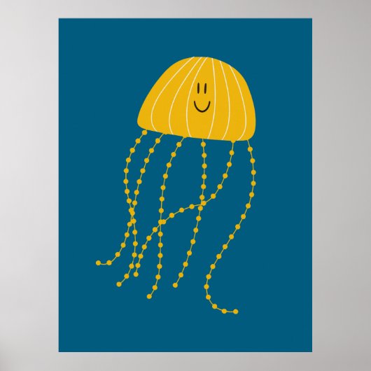 Poster Cute Jellyfish – Fun Minimalist Ocean (Devant)