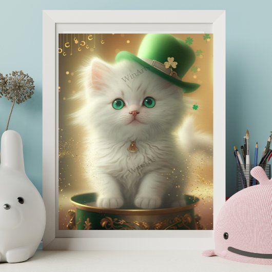 Poster Cute Jour de la Saint Patrick Cat Pot d'or Art