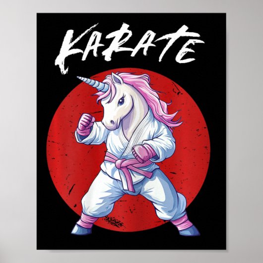 Poster Cute Karate Kid Unicorn Femmes Combattants (Devant)