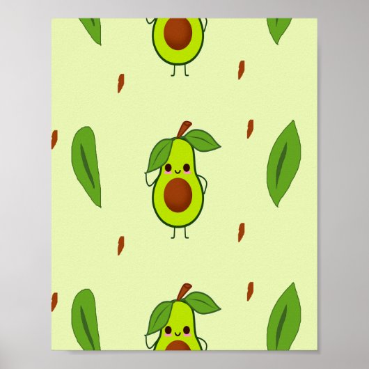 Poster Cute kawaii avocado (Devant)