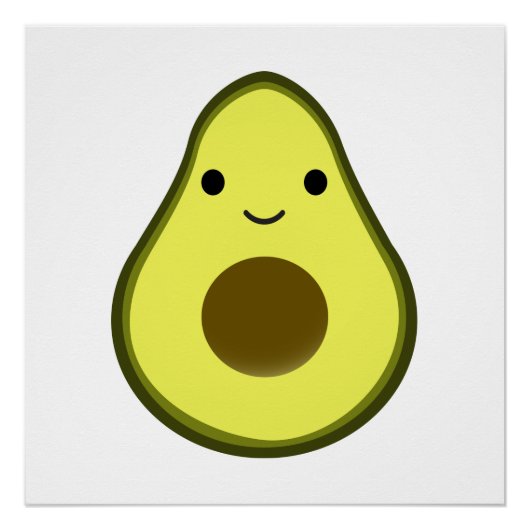 Poster Cute Kawaii Avocado (Devant)