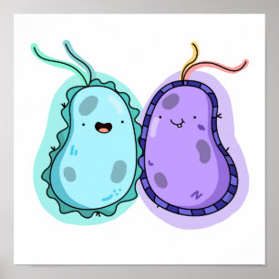 Poster Cute Kawaii Bacteria