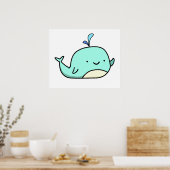 Poster Cute Kawaii Baleine Bleue (Cuisine)