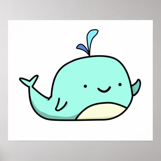 Poster Cute Kawaii Baleine Bleue (Devant)