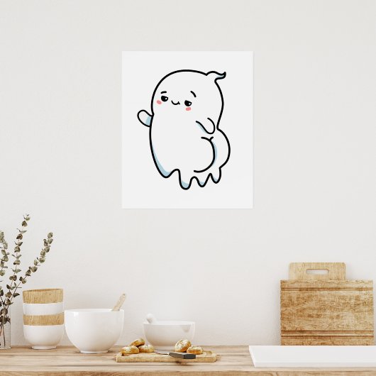 Poster Cute Kawaii Bootylicious Ghost (Cuisine)