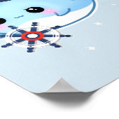 Poster Cute kawaii capitaine narval avec arc-en-ciel (Coin)