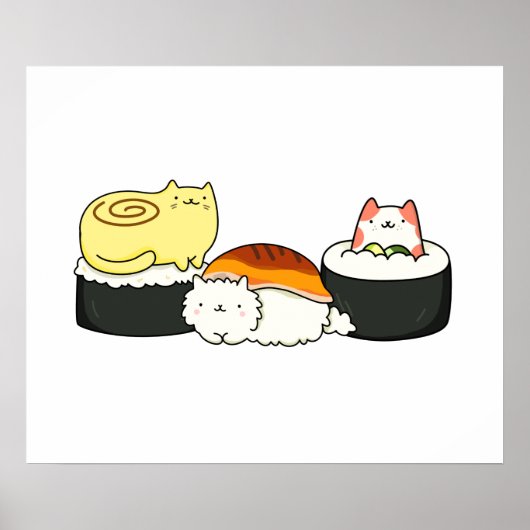 Poster Cute Kawaii Cat-lifornia Sushi Roll (Devant)