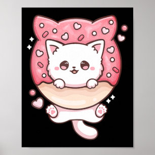 Poster Cute Kawaii Cats Donut Anime Lover Otaku Fun Cats 