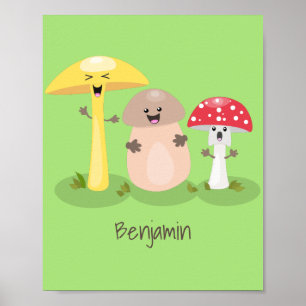 Poster Cute kawaii champignon champignon toadstool