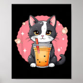 Poster Cute Kawaii Chat Boba Tea Style japonais Kit Tuxed (Devant)