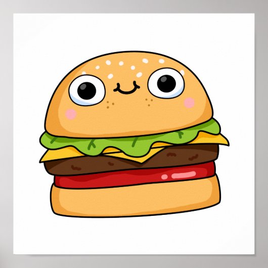 Poster Cute Kawaii Cheeseburger (Devant)
