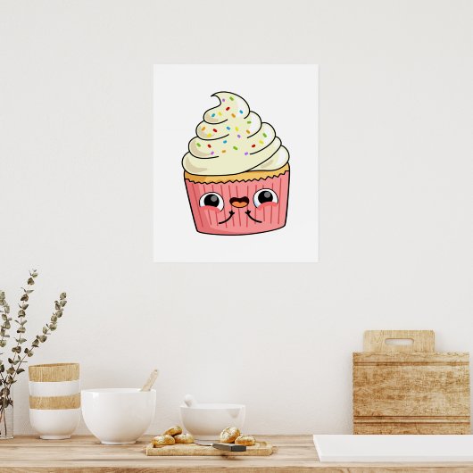 Poster Cute Kawaii Cupcake (Cuisine)