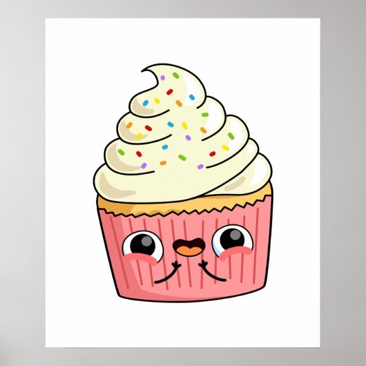 Poster Cute Kawaii Cupcake (Devant)