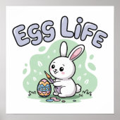 Poster Cute Kawaii Easter Egg Life Bunny Illustration (Devant)