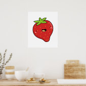 Poster Cute Kawaii fraise (Cuisine)