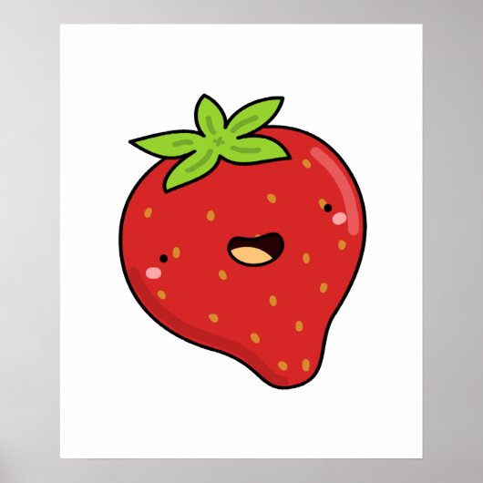 Poster Cute Kawaii fraise (Devant)