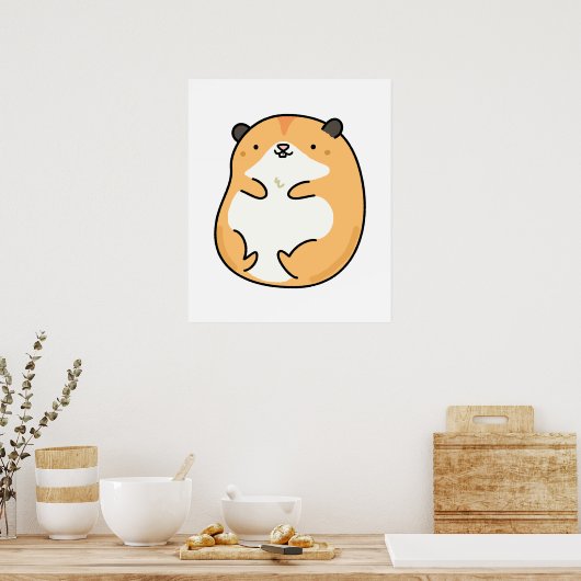 Poster Cute Kawaii Hamster (Cuisine)