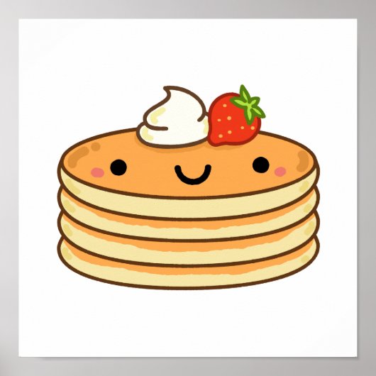 Poster Cute Kawaii Pancakes (Devant)