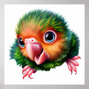 Poster Cute Kawaii Parrot coloré bébé