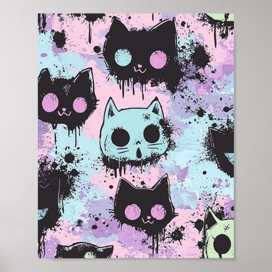 Poster Cute Kawaii Pastel Goth Chat Déplaisant (Devant)