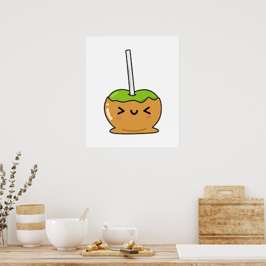 Poster Cute Kawaii Pomme à bonbons (Cuisine)