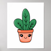 Poster Cute Kawaii Pot Snake Art Plante (Devant)