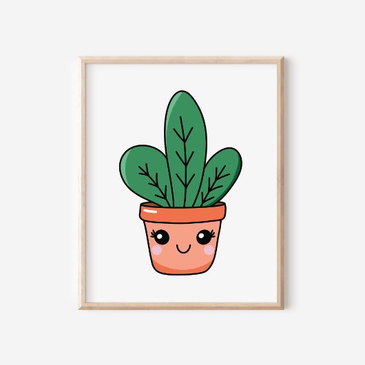 Poster Cute Kawaii Pot Snake Art Plante