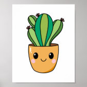 Poster Cute Kawaii Poted Cactus Plante Art (Devant)