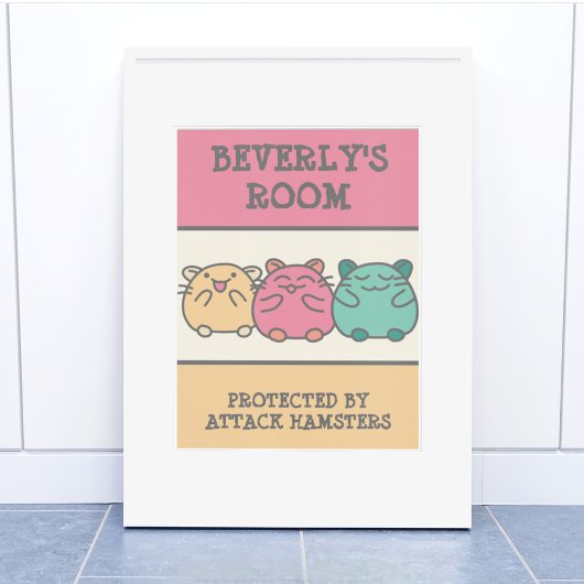 Poster Cute Kawaii Style Hamsters de Dessin Personnalisé