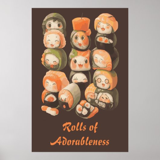 Poster Cute Kawaii Sushi Rolls (Devant)