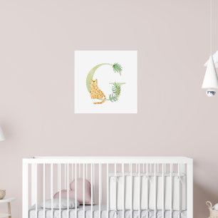 Poster Cute Kids Animal LEOPARD Monogram G Nursery