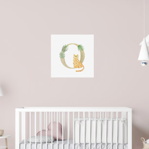 Poster Cute Kids Animal LEOPARD Monogramme O Nursery