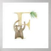 Poster Cute Kids Animal MONKEY Monogram F Nursery (Devant)