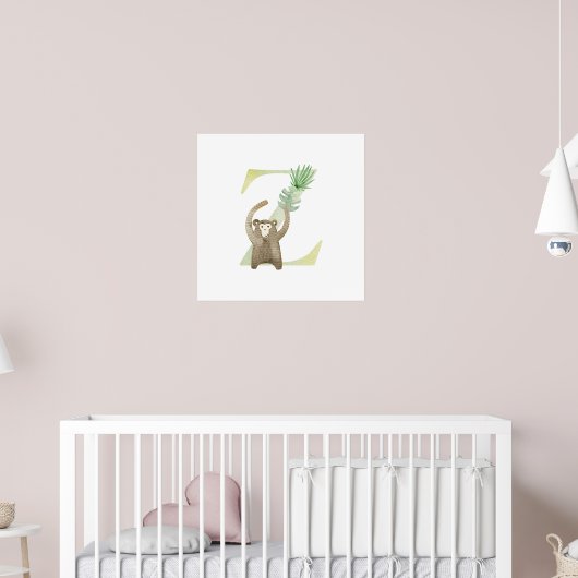 Poster Cute Kids Animal MONKEY Monogram Z Nursery (Pépinière 2)