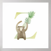 Poster Cute Kids Animal MONKEY Monogram Z Nursery (Devant)