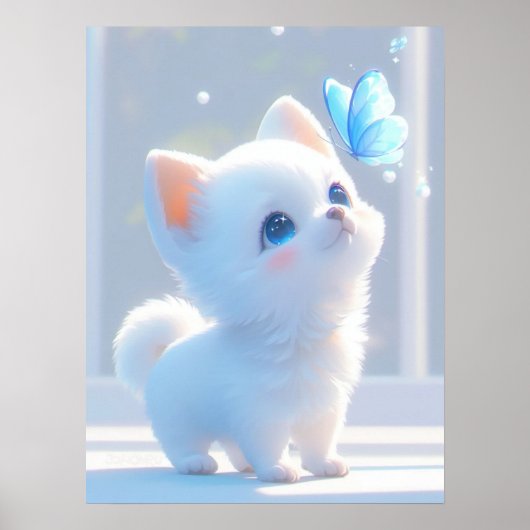 Poster Cute Kitten blanc (Devant)