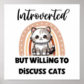 Poster Cute Kitten Boho Rainbow "Introverted" Graphic (Devant)