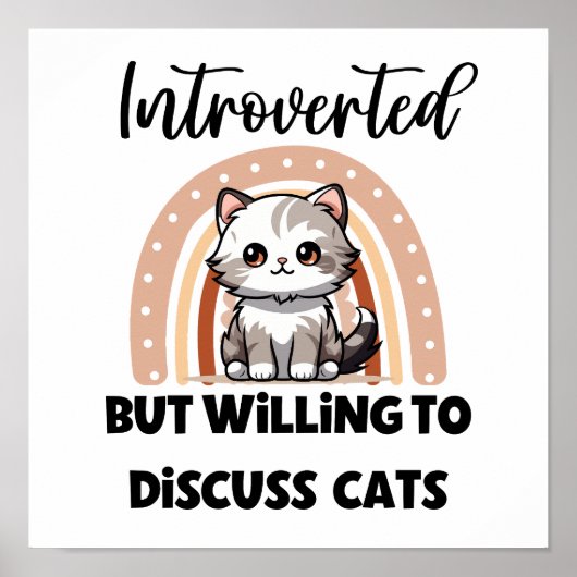 Poster Cute Kitten Boho Rainbow "Introverted" Graphic (Devant)