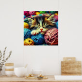 Poster Cute Kitten Dormir sous une couverture (Cuisine)
