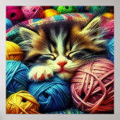 Poster Cute Kitten Dormir sous une couverture (Devant)