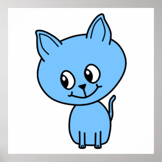 Poster Cute Kitten, en bleu.