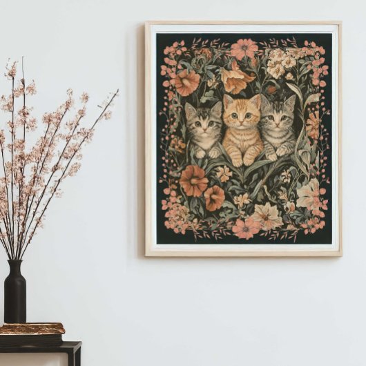 Poster Cute Kittens dans le style de William Morris
