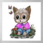 Poster Cute Kitty Chat et Papillon (Devant)