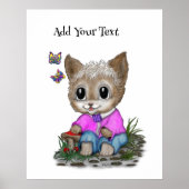 Poster Cute Kitty Chat et Papillon (Devant)